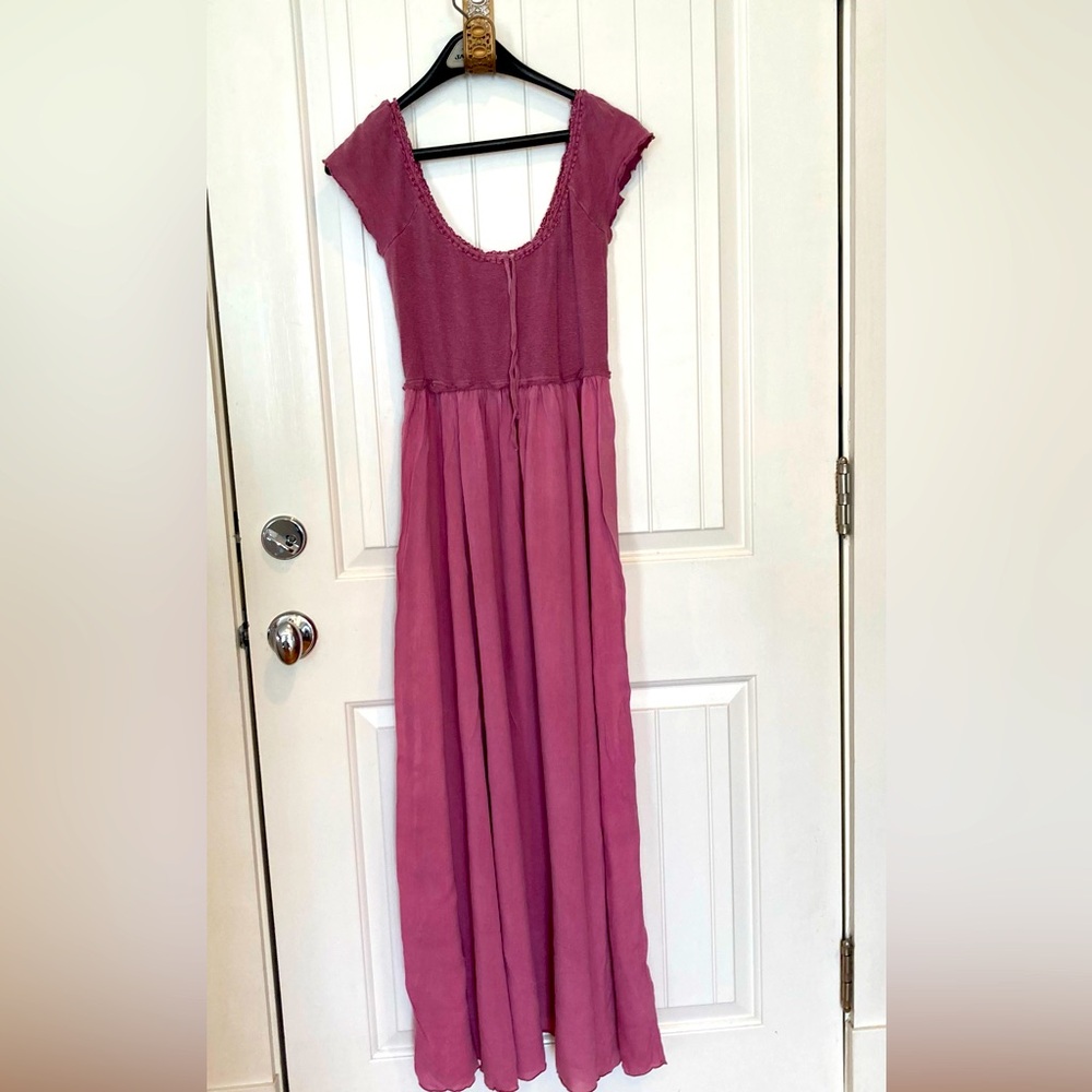 Free People lavender scoop neck short sleeve maxi dress.